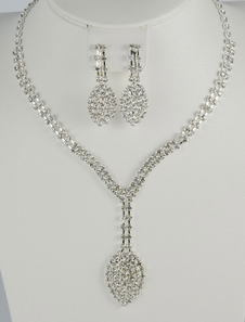 Ensemble de bijoux de mariage de mariée chic strass métal