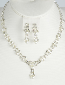 Ensemblede bijoux élégant & luxueux de fête fausse perle