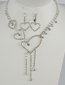 Ensemble de bijoux élégant strass métal en forme de coeur pour mariage