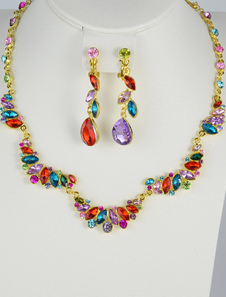 Strass métal oreillette bijoux attrayant ensemble pour mariée