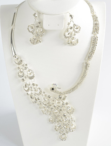 Ensemble de bijoux en alliage de forme paon