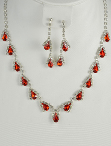 Strass boucles ensemble de magnifiques bijoux en métal pour la mariée