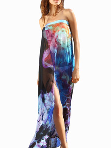 Blouse de plage kimono violette imprimée florale