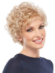 Perruque femme courte d'or ébouriffée en fibre frisée