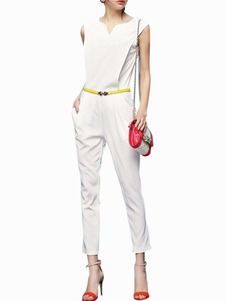 Combinaison longue mode blanche unicolore pour femme