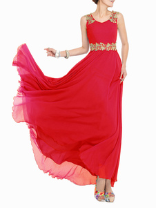 Robe maxi en chiffon unicolore surdimensionnée brodée