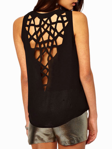 Débardeur féminin creusé unicolore surdimensionné