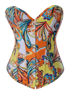 Corset sein couvrant coloré en satin mat imprimé fleuri