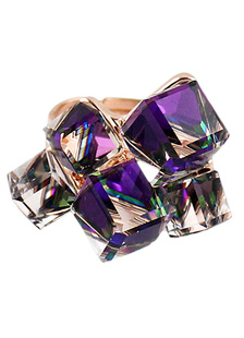 Fabuleux anneau métallique mode multicouche avec cristal violet
