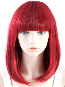 Perruque moyenne droite en fibre résistante à la chaleur