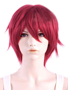 Perruque belle courte droite brune acajou ébouriffée en fibre