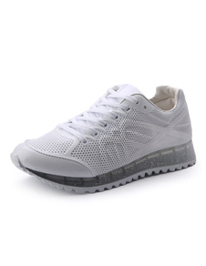 Blanc froid découpe des lanières Lace Up baskets PU cuir féminin