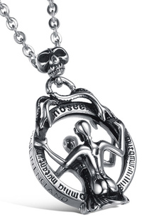 Tendance baril fermoir collier de squelette en acier inoxydable pour homme