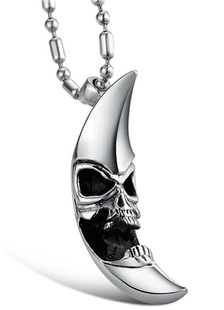 Collier lune mal baril argent fermoir acier inoxydable masculine