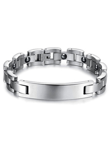 Bracelet acier inoxydable argent brillant unique pour les hommes