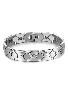 Bracelet homme en acier inoxydable argent géométrique