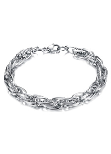 Bracelet homme en acier inoxydable argent unicolore