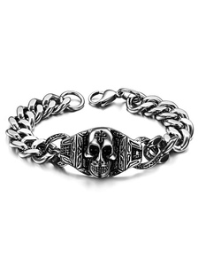 Crâne argent élégant, façonnage Bracelet de l'acier inoxydable homme