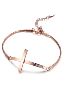 Bracelet en acier inoxydable pendentif croix avec strass