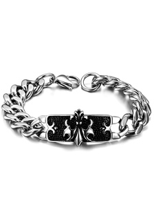 Bracelet homme en acier inoxydable argent géométrique rétro