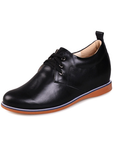 Chaussures d'ascenseur homme pratiques en peau de vache noir confortable