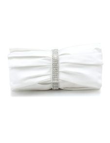 Pochette de soirée femme à bandoulière en satin unicolore plissé