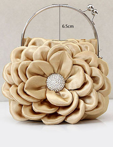 Pochette de soirée femme en satin unicolore en forme de fleur