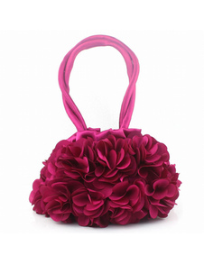Pochette de soirée femme en satin unicolore avec fleurs à bandoulière