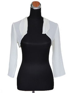 Boléro de mariage en chiffon ivoire de manche longue