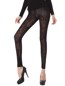 Leggings rétro noirs mode en dentelle jacquard