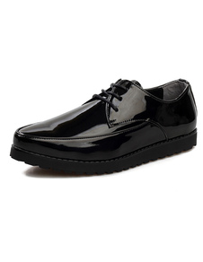 Chaussures chic homme en PU verni noir avec lacet et bout pointu