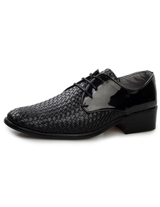 Chaussures homme en PU verni noir à bout pointu avec motif crocodile
