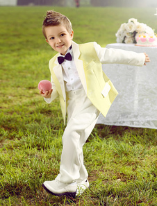 Costume cortège garçon en polyester jaune bicolore