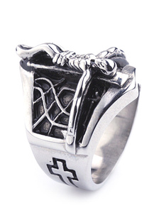 Anneau homme de Jésus en acier inoxydable