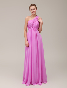 Robe demoiselle d'honneur lilas plisse à une épaule et dos nu
