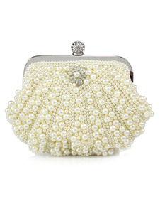 Pochette de soirée avec perles et strass à bandoulière