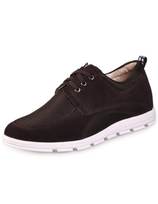 Chaussures homme d'ascenseur modernes en cuir de vache suédé marron