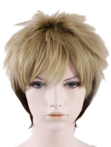 Perruque femme courte droite bicolore ébouriffée en fibre de qualité