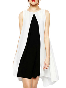 Robe droite en chiffon bicolore asymétrique de deux couches