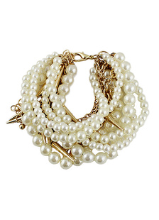 Bracelet chaîne femme mode multicouche avec perles et rivet