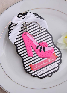 Porte-clé de mariage non-personnalisé chasseur à talon haut rose