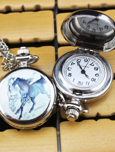 Montre de poche motif cheval mariage personnalisé avec miroir