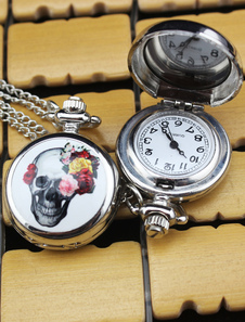 Vêtements de mariage personnalisé motif squelette montre de poche avec miroir