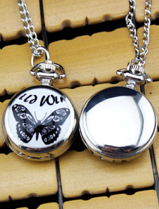 Montre de poche Chic personnalisé noir papillon de mariage