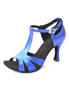 Chaussure féminine de danse latine en PU unicolore à talon évasé et peep-toe