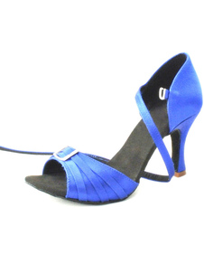 Chaussures femme de latine en satin à talon évasé et peep-toe