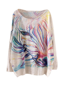Pull imprimé zèbre surdimensionné manche chauve-souris
