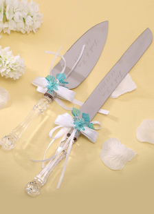 Feuilles & couteau à gâteau décor fleuri & jeu du serveur