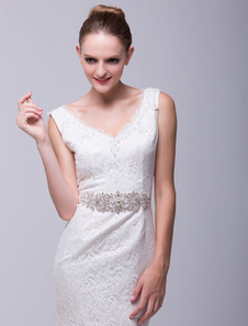 Sash Ivoire mariage moyen pour mariée avec strass