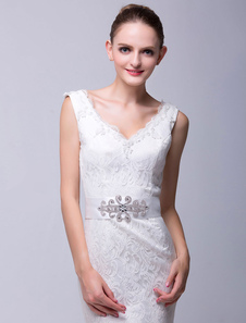 Ivoire strass large Sash de mariage pour la mariée